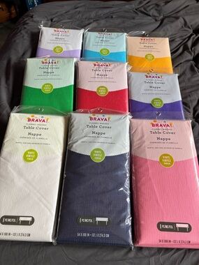 BRAVA! Flannel-Backed Vinyl Table Covers - Multi Color Pack